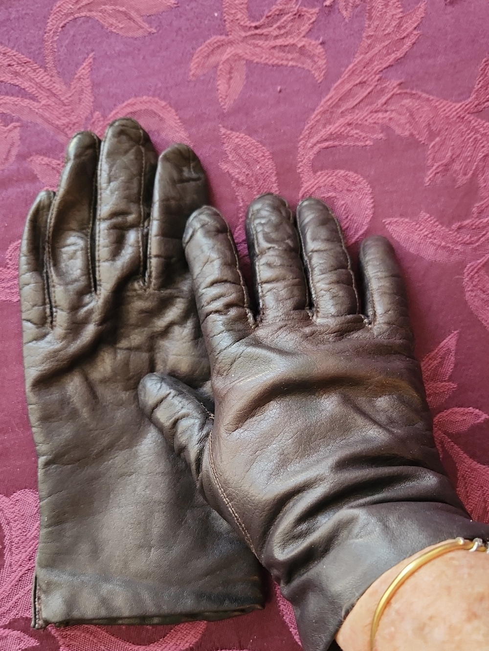 Brown Leather Cashmere Lined Gloves